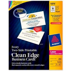 Avery® Two-Side Printable Business Card 2"" x 3-1/2"" Ivory 200 Cards/Pack