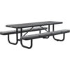 Global Industrial 8' Rectangular Picnic Table w/ Seat Cushions Expanded Metal Black