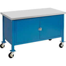 Global Industrial™ Mobile Cabinet Workbench - Laminate Safety Edge 60""W x 30""D Blue