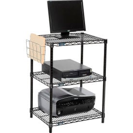 Nexel™ 3-Shelf Black Wire Shelf Printer Stand with Document Holder 24""W x 18""D x 34""H