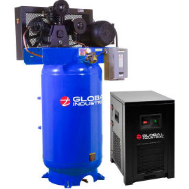 Global Industrial™ Two Stage Piston Air Compressor w/Dryer 7.5 HP 80 Gal. 1 Phase 230V