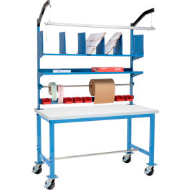 Global Industrial™ Mobile Packing Workbench W/Riser Kit Laminate Square Edge 60""W x 36""D
