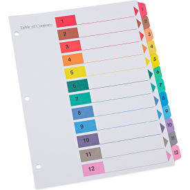 Universal® Deluxe Table of Contents Dividers for Printers 12-Tab 1 - 12 11"" x 8.5"" 6 Sets