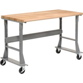 Global Industrial™ Mobile Workbench 72 x 36"" Flared Leg Maple Butcher Block Safety Edge