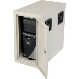 Global Industrial™ Orbit CPU Computer Enclosure Cabinet Front/Rear Doors 2 Exhaust Fans Beige