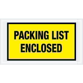 Full Face Envelopes ""Packing List Enclosed"" Print 10""L x 5-1/2""W Yellow 1000/Pack