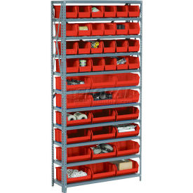 Global Industrial™ 10 Shelf Open Steel Shelving With 28 Akro Bins 36""X18""X73""
