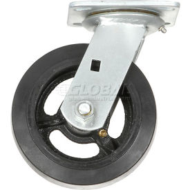 Global Industrial™ Heavy Duty Swivel Plate Caster 6"" Mold-on Rubber Wheel 500 lb. Capacity