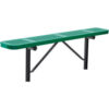 Global Industrial™ 6' Outdoor Steel Flat Bench Perforated Metal In Ground Mount Green