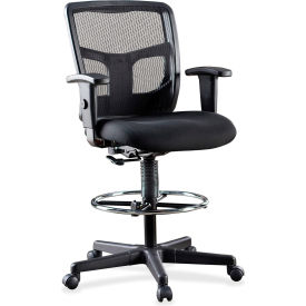 Lorell® Ratchet Back Mesh Mid-Back Stool - Black