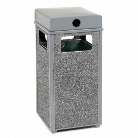 Global Industrial™ Stone Panel Trash Weather Urn Gray 12 Gallon 13-1/2"" Square x 35""H