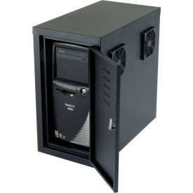Global Industrial™ Orbit CPU Computer Enclosure Cabinet Front/Rear Doors 2 Exhaust Fans Black