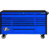 Extreme Tools DX722117RCBLBK 72""W x 21""D 17 Drawer Blue W/Black Pulls Triple Bank Roller Cabinet