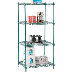Nexel® 4 Shelf Poly-Green® Wire Shelving Unit Starter 30""W x 21""D x 54""H