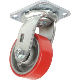 Global Industrial™ Heavy Duty Swivel Plate Caster 4"" Polyurethane Wheel 600 Lb. Capacity