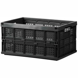 Plastic Mesh Folding Container 21-1/2""L x 14-3/4""W x 10-7/8""H Black