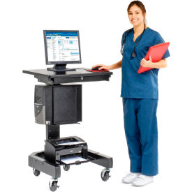 Global Industrial™ Medical Computer Cart 27""W x 24-1/2""D x 41""H Black