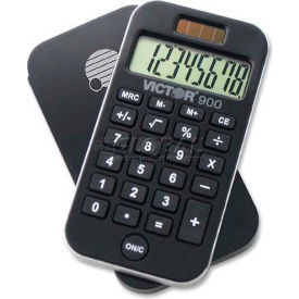 Victor® 8-Digit Pocket Calculator 900 Dual Power 2-1/2"" X 4-5/8"" X 1/4"" Black