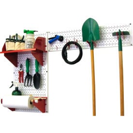 Wall Control Pegboard Garden Tool Board Organizer White/Red 48"" X 32"" X 9""
