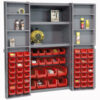 Global Industrial™ Bin Cabinet Deep Door 68 RD Bin Shelves 16 Ga Unassembled Cabinet 38x24x72