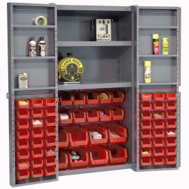 Global Industrial™ Bin Cabinet Deep Door 68 RD Bin Shelves 16 Ga Unassembled Cabinet 38x24x72