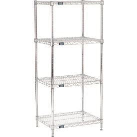 Nexel® 4 Shelf Chrome Wire Shelving Unit Starter 24""W x 18""D x 54""H