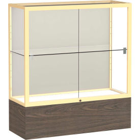 Reliant Counter Case Plaque Back Champagne Gold Frame Walnut Vinyl Base 36""L x 40""H x 14""D
