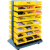 Global Industrial™ Mobile Double Sided Floor Rack - 24 Yellow Stacking Bins 36 x 54