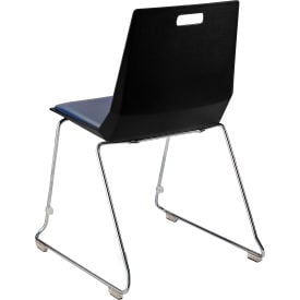 NPS® LuvraFlex Chair Poly Back/Padded Chrome Frame Black/Blue Seat