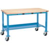 Global Industrial™ Mobile Workbench 72 x 36"" w/Outlets Maple Butcher Block Square Edge Blue
