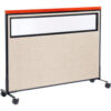 Interion® Mobile Deluxe Office Partition Panel with Partial Window 60-1/4""W x 46-1/2""H Tan