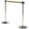 Global Industrial™ Retractable Belt Barrier 40"" Stainless Steel Post 10' Black/Yellow Belt