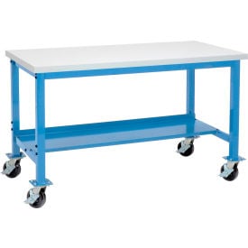 Global Industrial™ Mobile Workbench 48 x 30"" Square Tubular Leg Laminate Square Edge Blue