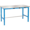 Global Industrial™ 72 x 30 Adj. Height Workbench Power Apron Stainless Steel Square Edge Blue