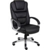 Boss® Executive Office Chairs w/ Arms Leather & Metal High Back 20"" - 23-1/2""H Seat Black