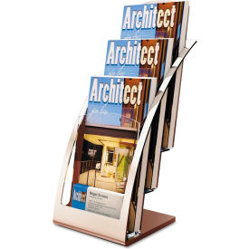 deflect-o 693645 Three-Tier Leaflet Holder 6-3/4""W x 6-15/16""D x 13-5/16""H Silver