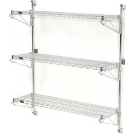Nexel® Chrome Wall Mount Wire Shelving 60""W x 14""D x 54""H 3 - Shelf Starter