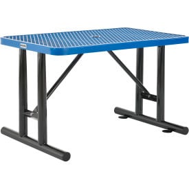 Global Industrial™ 4' Rectangular Steel Outdoor Table Expanded Metal Blue