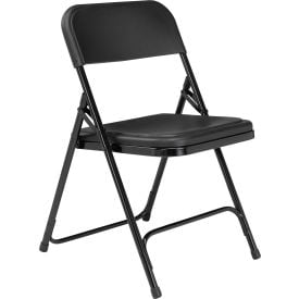 National Public Seating Steel Folding Chair - Plastic Seat - Black Seat/Black Frame
