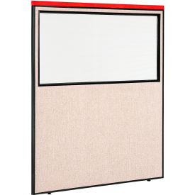 Interion® Deluxe Office Partition Panel with Partial Window 60-1/4""W x 73-1/2""H Tan