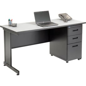 Interion® Office Desk With 3 Drawers 60""W x 24""D - Gray