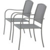 Global Industrial™ Outdoor Caf Stacking Armchair Steel Mesh Gray 2 Pack