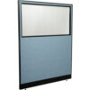 Interion® Office Partition Panel with Partial Window & Pass-Thru Cable 60-1/4""W x 100""H Blue