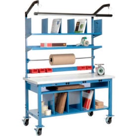 Global Industrial™ Complete Mobile Packing Workbench W/Power Laminate Safety Edge 60""W x 30""D