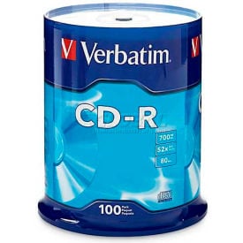 Verbatim® CD-R Discs 94554 52X 700MB/80Min Branded Spindle 100/Pk Silver
