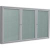Ghent Enclosed Bulletin Board Outdoor 3 Door 72""W x 48""H Silver Vinyl/Silver Frame