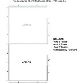 Interion® Pre-Configured Office Cubicle 10'W x 10'D x 72""H Add-On Kit Blue