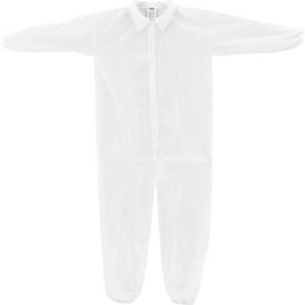 Global Industrial™ Disposable Polypropylene Coverall Elastic Wrists/Ankles WHT SML 25/Case