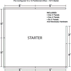 Interion® Pre-Configured Office Cubicle 10'W x 10'D x 72""H Starter Kit Blue