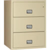 Phoenix Safe 3 Drawer Lateral File Cabinet Letter & Legal Size 31""W x 23-5/8""D x 41-3/4""H Putty